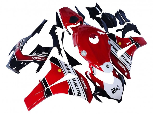 Lojas Carenagens Moto Honda CBR1000RR 2008-2011 - Branco Vermelho Preto Brilhante Corrida 24