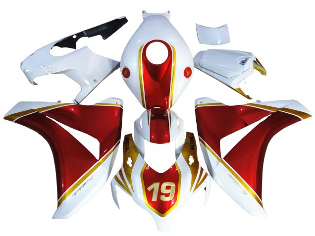 Lojas Carenagens Moto Honda CBR1000RR 2008-2011 - Branco Vermelho Ouro 19