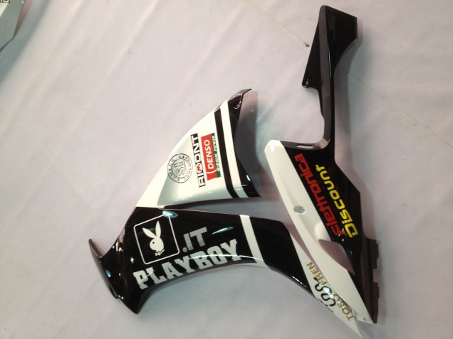 Lojas Carenagens Moto Honda CBR1000RR 2012-2016 - Branco Preto Brilhante Rizoma Playboy