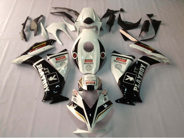 Lojas Carenagens Moto Honda CBR1000RR 2012-2016 - Branco Preto Brilhante Rizoma Playboy
