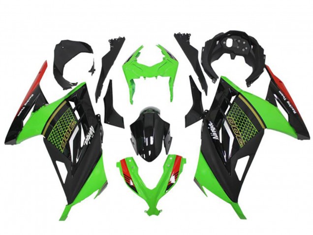 Lojas Carenagens Moto Kawasaki Ninja 300 EX300R 2013-2024 - Verde Vermelho Preto Honeycomb