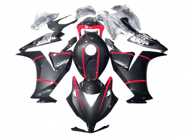 Lojas Carenagens Moto Honda CBR1000RR 2012-2016 - Preto Fibra de Carbono Vermelho