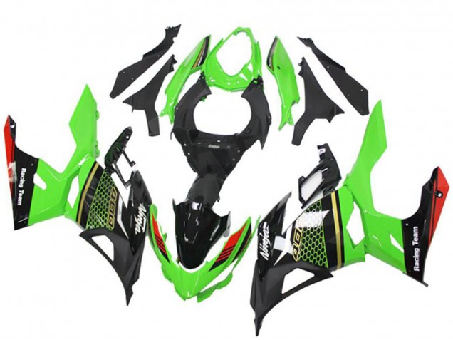 Lojas Carenagens Moto Kawasaki EX400 2018-2024 - Verde Vermelho Preto Honeycomb