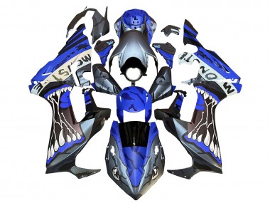 Lojas Carenagens Moto Honda CBR1000RR 2017-2023 - Azul Cinzento Preto Brilhante Monstro