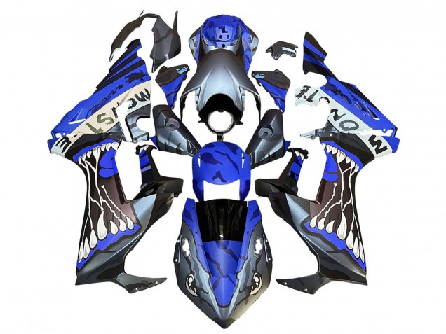Lojas Carenagens Moto Honda CBR1000RR 2017-2024 - Azul Cinzento Preto Brilhante Monstro