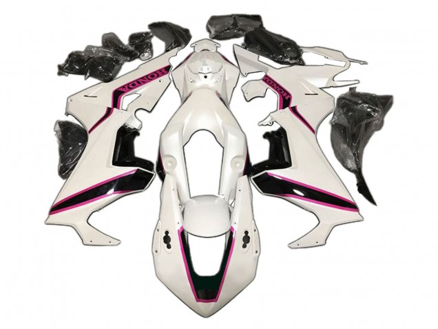 Lojas Carenagem Moto Honda CBR1000RR 2017-2024 - Branco Rosa Preto Brilhante
