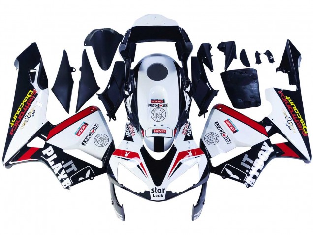 Lojas Carenagens Moto Honda CBR600RR 2003-2004 - Branco Vermelho Preto Brilhante DENSO Rimont