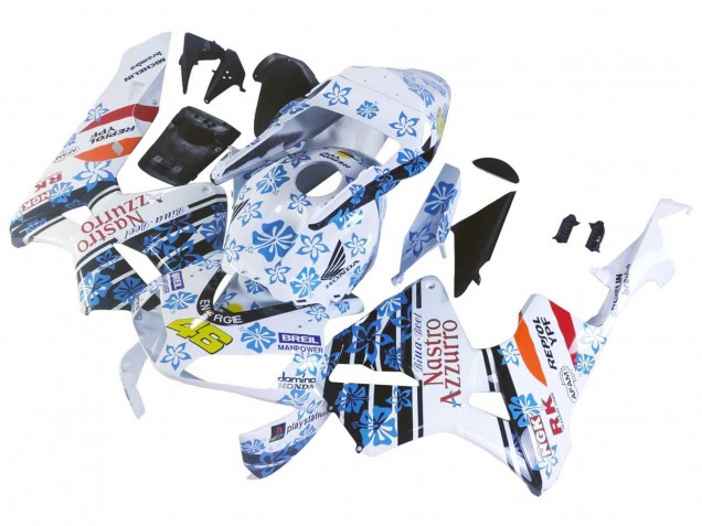 Lojas Carenagens Moto Honda CBR600RR 2003-2004 - Branco Azul Vermelho Nastro Azzurro 46