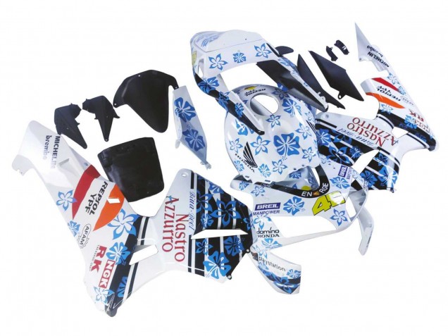 Lojas Carenagens Moto Honda CBR600RR 2003-2004 - Branco Azul Vermelho Nastro Azzurro 46
