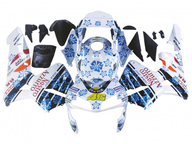 Lojas Carenagens Moto Honda CBR600RR 2003-2004 - Branco Azul Vermelho Nastro Azzurro 46