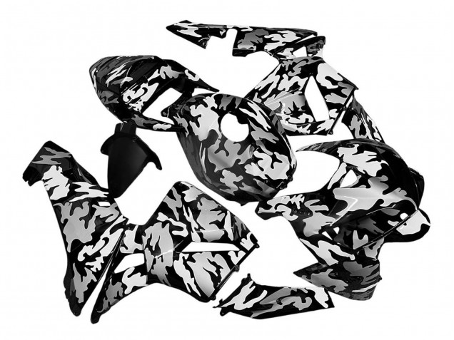 Lojas Carenagens Moto Honda CBR600RR 2005-2006 - Preto Branco Cinzento Camouflage