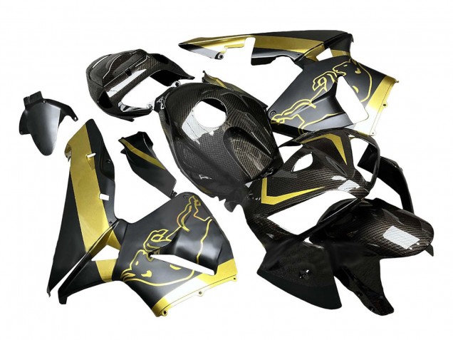 Lojas Carenagens Moto Honda CBR600RR 2005-2006 - Preto Ouro Fibra de Carbono