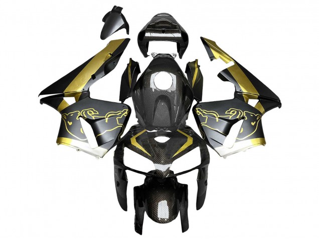 Lojas Carenagens Moto Honda CBR600RR 2005-2006 - Preto Ouro Fibra de Carbono