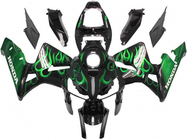 Lojas Carenagens Moto Honda CBR600RR 2005-2006 - Preto Brilhante Verde Chama