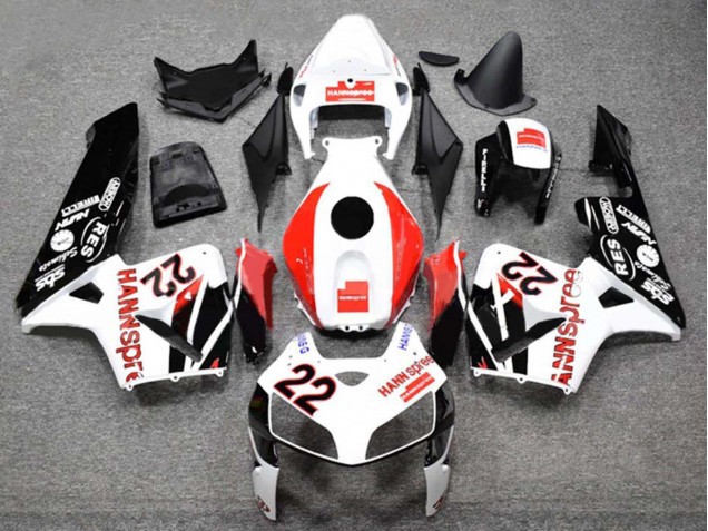 Lojas Carenagens Moto Honda CBR600RR 2005-2006 - Branco Vermelho Preto Brilhante HannSpree 22