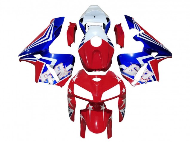 Lojas Carenagens Moto Honda CBR600RR 2005-2006 - Vermelho Branco Azul 69