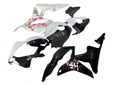 Lojas Carenagens Moto Honda CBR600RR 2007-2008 - Branco Cherry Blossom Preto Brilhante Divisão