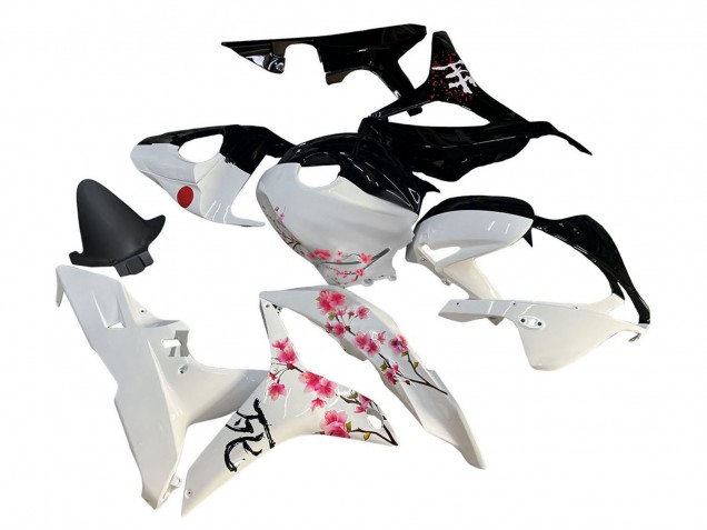 Lojas Carenagens Moto Honda CBR600RR 2007-2008 - Branco Cherry Blossom Preto Brilhante Divisão
