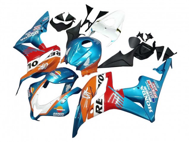 Lojas Carenagens Moto Honda CBR600RR 2007-2008 - Laranja Branco Vermelho Azul Repsol