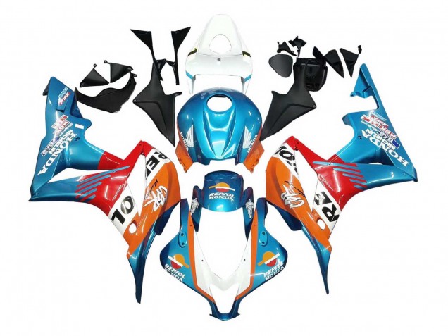 Lojas Carenagens Moto Honda CBR600RR 2007-2008 - Laranja Branco Vermelho Azul Repsol