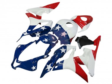 Lojas Carenagens Moto Honda CBR600RR 2007-2008 - Branco Azul Vermelho Estrela