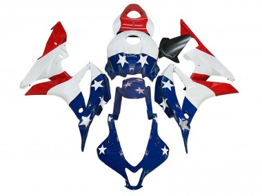 Lojas Carenagens Moto Honda CBR600RR 2007-2008 - Branco Azul Vermelho Estrela