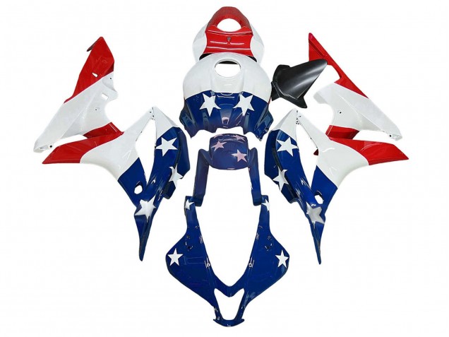 Lojas Carenagens Moto Honda CBR600RR 2007-2008 - Branco Azul Vermelho Estrela