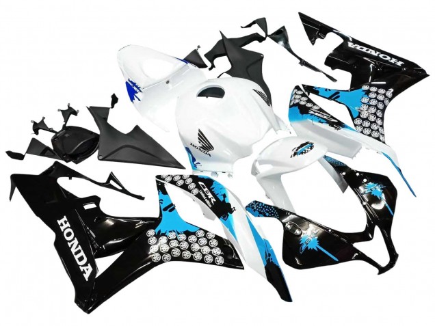 Lojas Carenagens Moto Honda CBR600RR 2007-2008 - Branco Azul Claro Preto Brilhante
