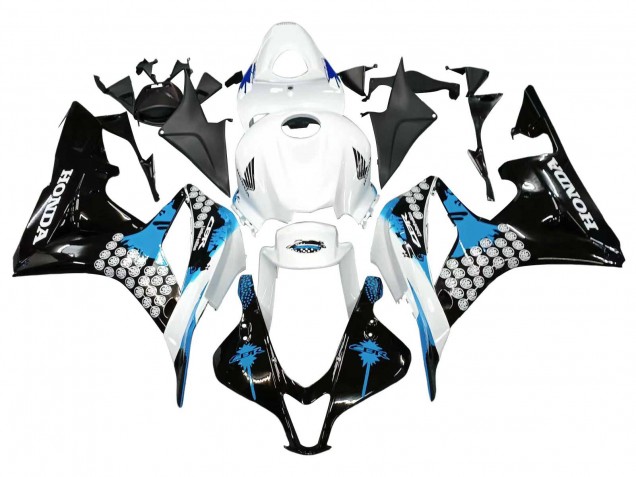 Lojas Carenagens Moto Honda CBR600RR 2007-2008 - Branco Azul Claro Preto Brilhante
