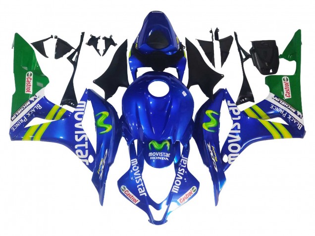 Lojas Carenagens Moto Honda CBR600RR 2007-2008 - Azul Verde MoviStar Castrol