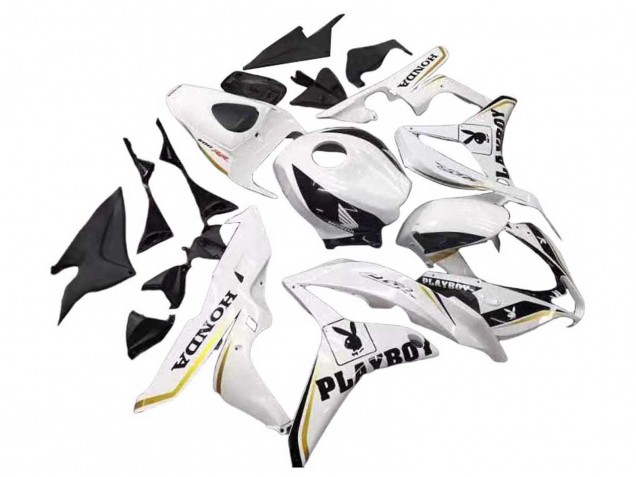 Lojas Carenagem Moto Honda CBR600RR 2007-2008 - Branco Ouro Preto Brilhante Playboy