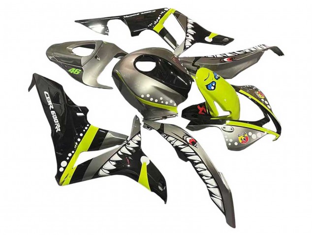 Lojas Carenagens Moto Honda CBR600RR 2007-2008 - Cinzento Fluorescent Amarelo Tubarão