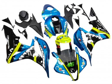 Lojas Carenagens Moto Honda CBR600RR 2007-2008 - Verde Amarelo Preto Brilhante Tubarão 46