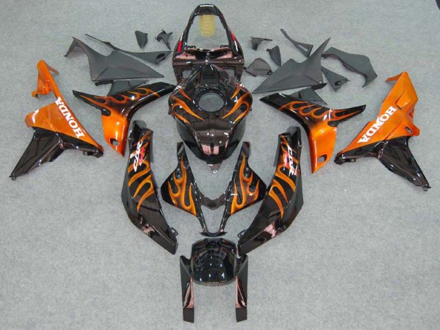Lojas Carenagens Moto Honda CBR600RR 2007-2008 - Preto Brilhante Laranja Chama