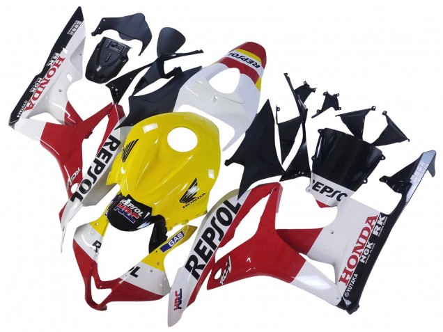 Lojas Carenagens Moto Honda CBR600RR 2007-2008 - Branco Amarelo Vermelho Repsol HRC