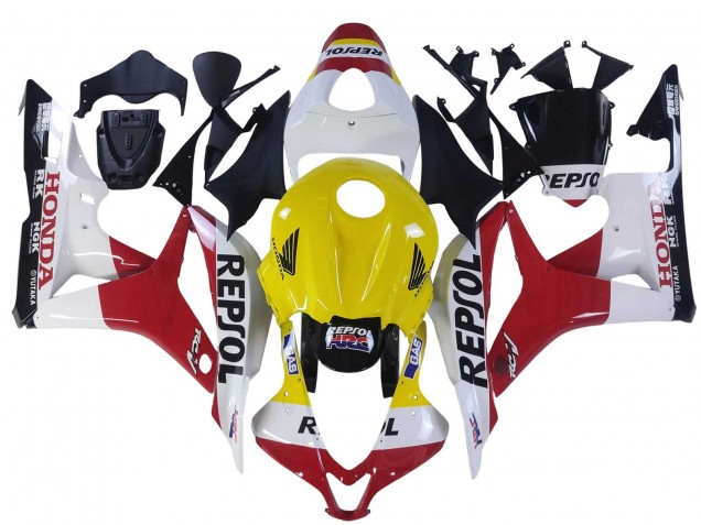 Lojas Carenagens Moto Honda CBR600RR 2007-2008 - Branco Amarelo Vermelho Repsol HRC