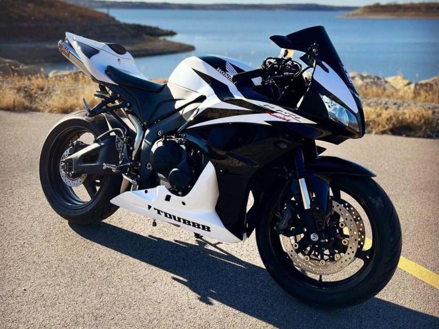 Lojas Carenagens Moto Honda CBR600RR 2007-2008 - Branco Preto Corrida