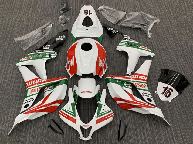 Lojas Carenagens Moto Honda CBR600RR 2007-2008 - Branco Vermelho Verde Preto Brilhante Castrol 16