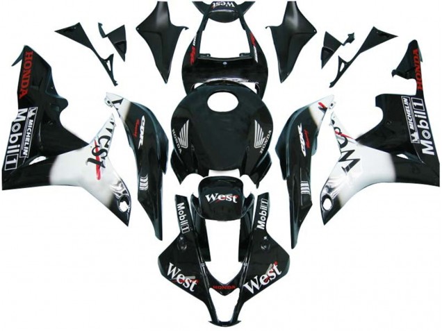 Lojas Carenagens Moto Honda CBR600RR 2007-2008 - Preto Brilhante Branco West