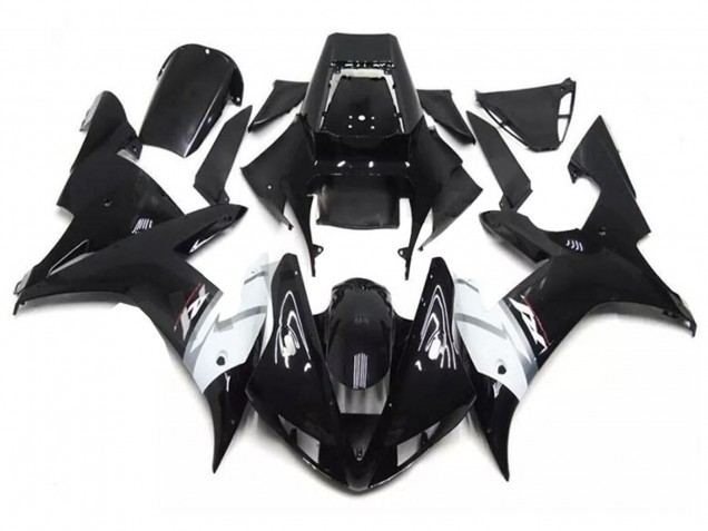 Lojas Carenagens Moto Yamaha YZF R1 2002-2003 - Preto Brilhante Branco Prata