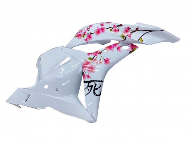 Lojas Carenagens Moto Honda CBR600RR 2009-2012 - Branco Cherry Blossom Preto Brilhante