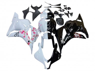 Lojas Carenagens Moto Honda CBR600RR 2009-2012 - Branco Cherry Blossom Preto Brilhante