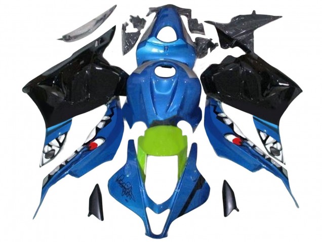 Lojas Carenagens Moto Honda CBR600RR 2009-2012 - Azul Verde Preto Brilhante Tubarão