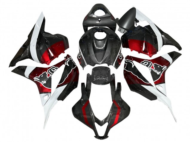 Lojas Carenagens Moto Honda CBR600RR 2009-2012 - Branco Vermelho Preto Fibra de Carbono