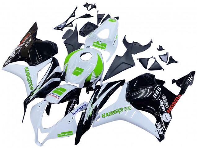Lojas Carenagens Moto Honda CBR600RR 2009-2012 - Branco Verde Preto Brilhante Hannspree