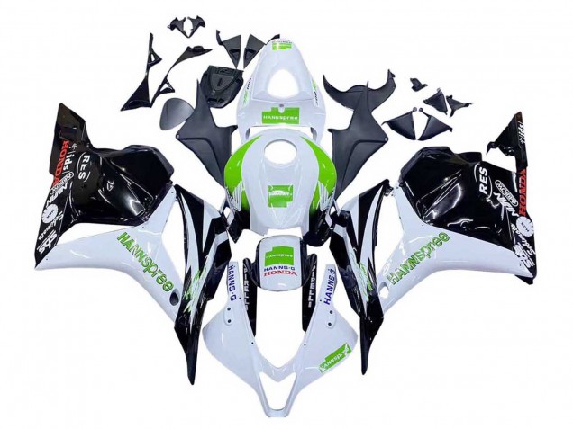 Lojas Carenagens Moto Honda CBR600RR 2009-2012 - Branco Verde Preto Brilhante Hannspree