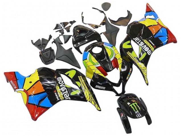 Lojas Carenagens Moto Honda CBR600RR 2009-2012 - Preto Multicolorido MoviStar