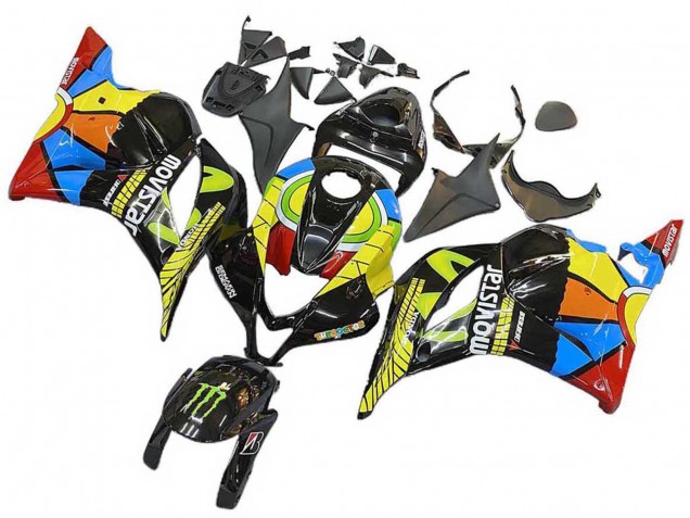 Lojas Carenagens Moto Honda CBR600RR 2009-2012 - Preto Multicolorido MoviStar