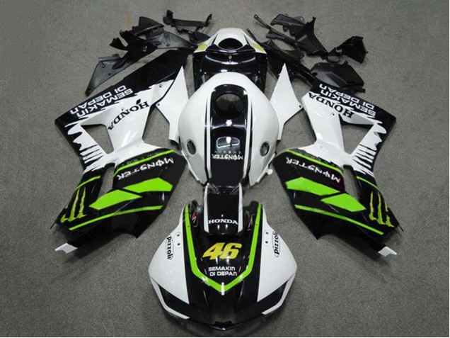 Lojas Carenagens Moto Honda CBR600RR 2009-2012 - Branco Verde Preto Brilhante Semakin Didepan Monstro 46