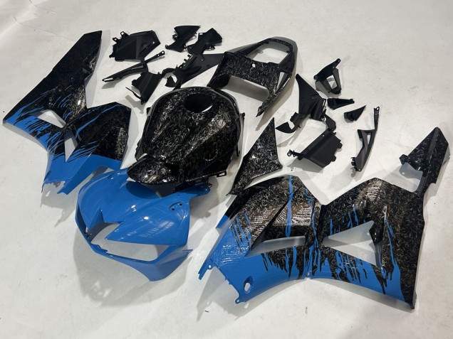 Lojas Carenagens Moto Honda CBR600RR 2009-2012 - Preto Forjado Fibra de Carbono Azul